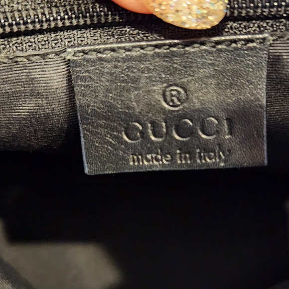 GUCCI Gray/ Black Denim GG Web Monogram Shoulder Bag - Picture 10 of 13